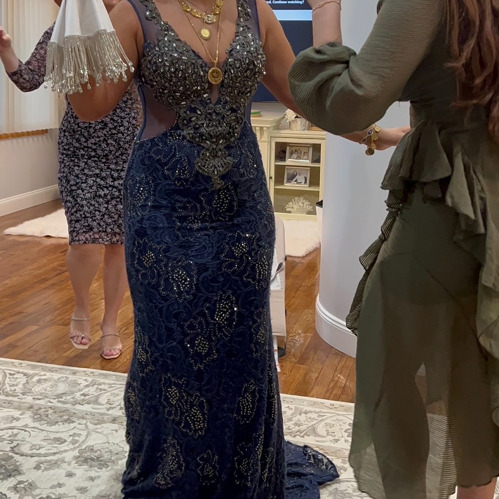 Blue beaded gown